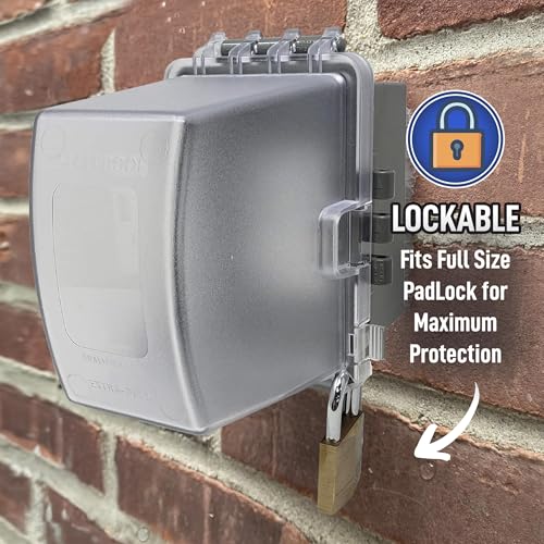 Image of Sealproof 1-Gang Extra Deep Weatherproof in Use Outdoor Duplex Outlet Cover with Box Kit, Lockable, UL Extra Duty Compliant, 18 Configurations