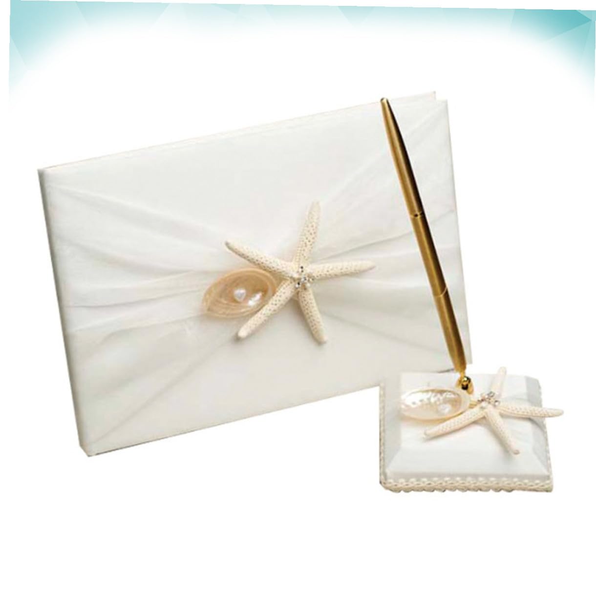 Gadpiparty Quaderno degli Ospiti con Funzione Registrazione Presenze e Messaggi Stile Spiaggia Bianco Elegante per Cerimonia di Fidanzamento e Matrimonio