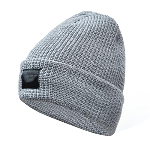 Flex Beanie Reflektierende Mütze für Damen Herren warme reflektierende Strickmütze für den Winter dicke kältebeständige Plüschmütze für Outdoor-Sportarten (DE/NL/SE/PL Alphanumerisch L Grey)