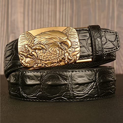 Belt Men,Mens Eagle Gold Buckle Beltautomatic Ratchet Buckle Black for Jeans Belt,Black b,120CM/47.3''2