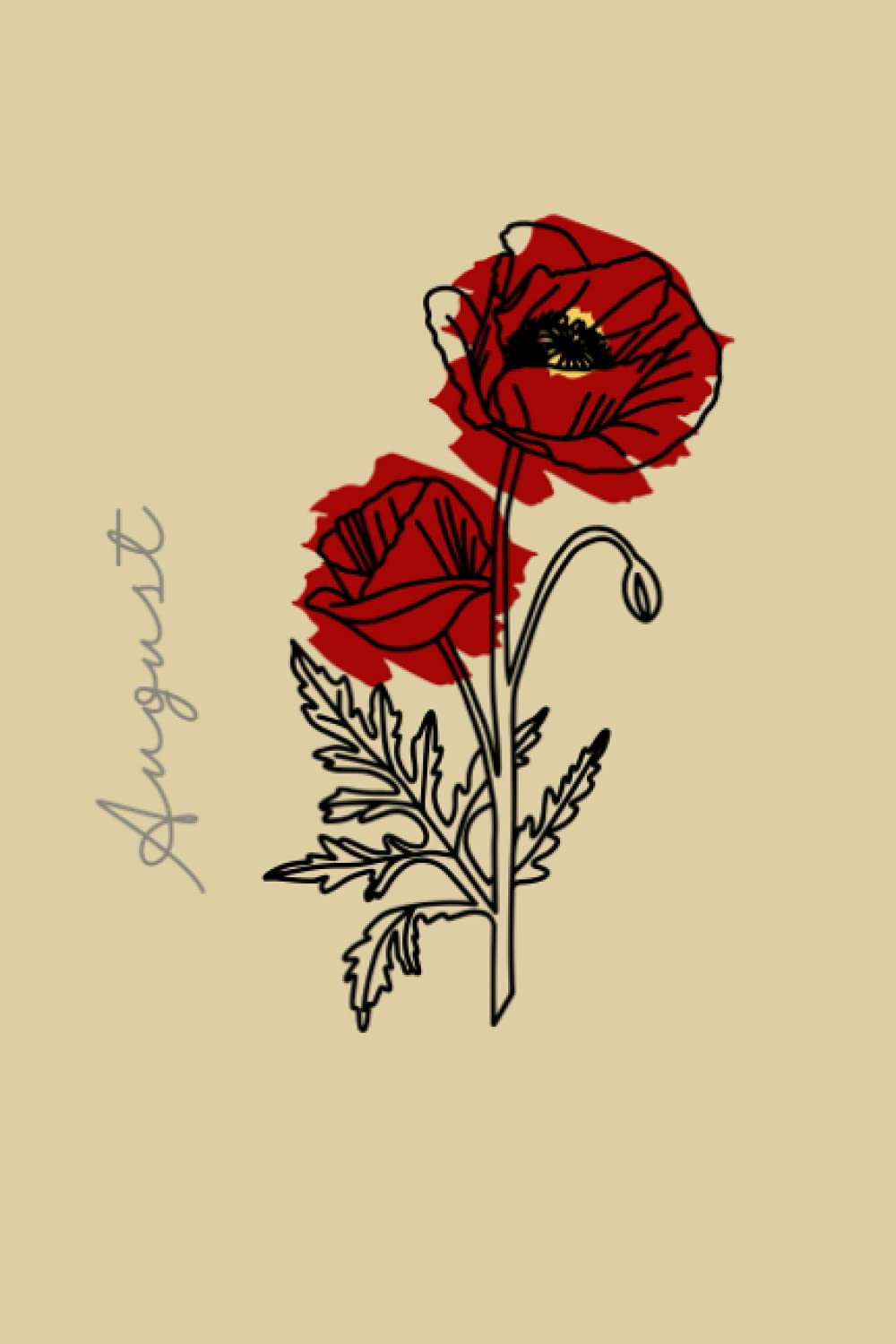 August | Birth Month Flower | Poppy | Journal | 100 lined pages | Notes | Reminders | Messy Bun | Notebook | Glossy Cover | Planner | Schedule | To Do List
