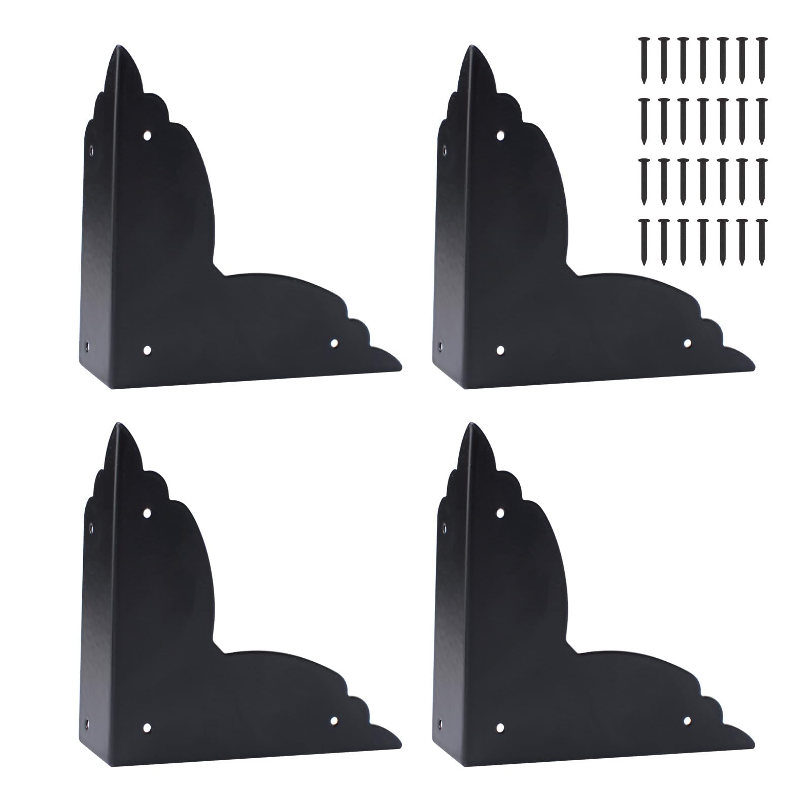 INCREWAY 4PCS Heavy Duty Black Table Corner Guard,Metal Edge Protectors, Screw-On Edge Guards for Furniture, Wooden Crates, Cabinets, Countertops & Shelves — image 1