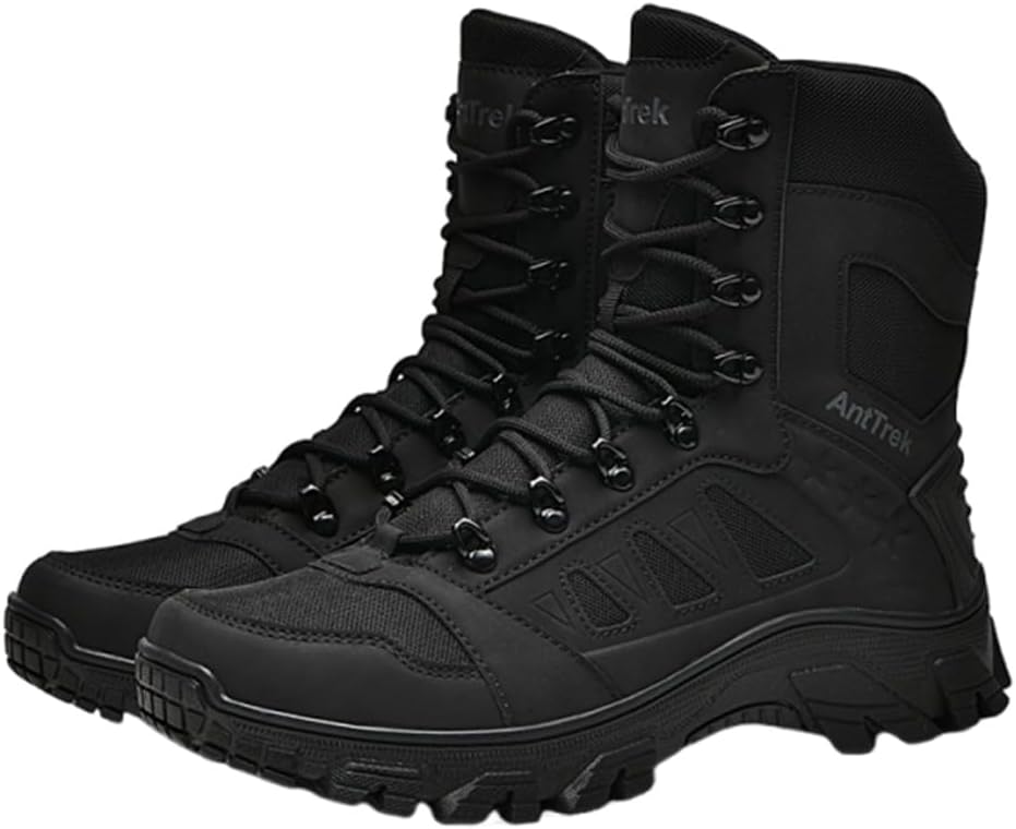 Men's Tactical Boots 8 Inches Lightweight Combat Boots Durable Suede Leather Military Work Boot Lace-Up Desert Boot
