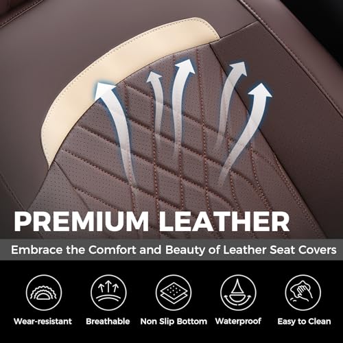 Image of FLORICH Car Seat Covers Full Set, Leather Seat Covers for Cars, Car Seat Protector Waterproof Breathable, Universal Automotive Seat Covers, Front and Rear Car Seat Cover Fit for Most SUV Pick-up Truck