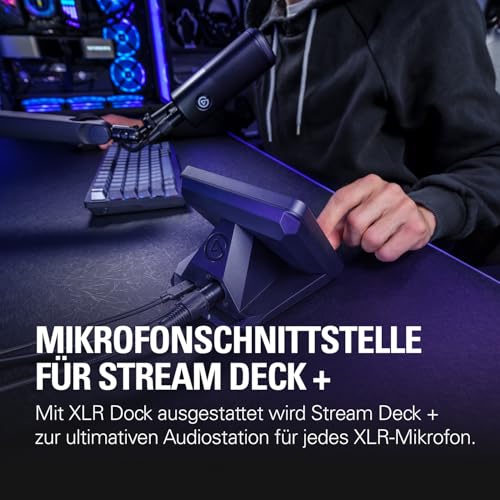 Elgato XLR Dock – Für Stream Deck +, XLR-auf-USB-Mikrofonschnittstelle, anpassbarer Audiomixer, 75 dB Verstärkung/Phantomspeisung/Clipguard – Mac/PC, Stream Deck nicht im Lieferumfang enthalten