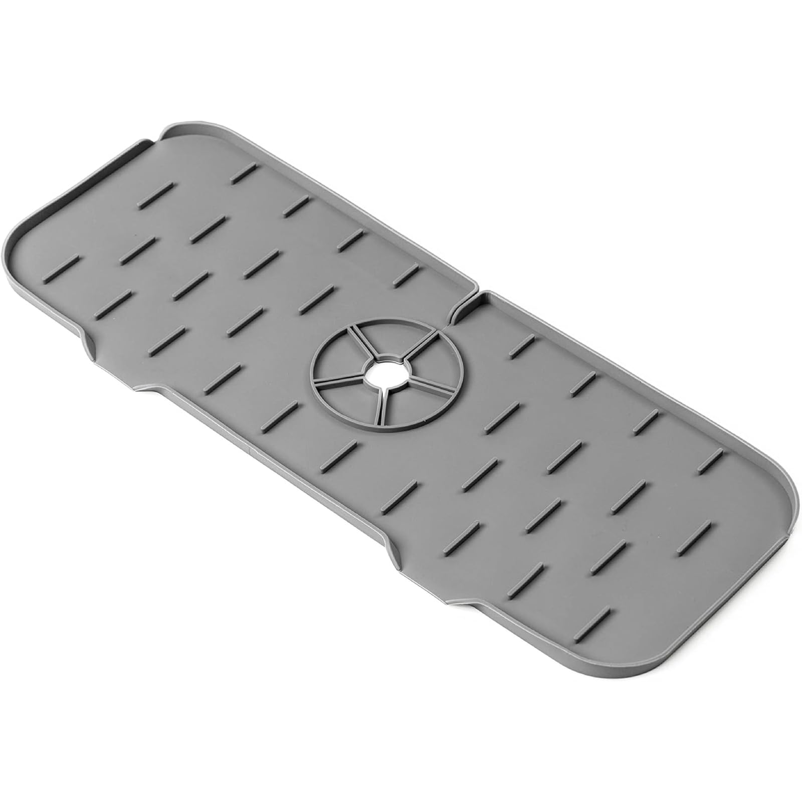 CERCTLA Silicone Sink Faucet Mat, Kitchen Sink Splash Guard, Draining Tap Mat for Kitchen Splash Guard, Foldable Design for Kitchen and Bathroom Countertop Protect (Grey)