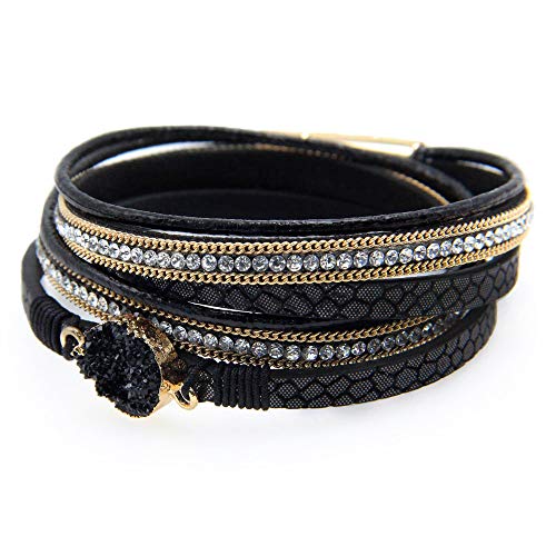 Image of Fesciory Leather Wrap Bracelets for Women, Boho Western Layered Jewelry | Layered leather cuff bracelets, Easy on and off, Boho western style, Daily wear, Gift for women