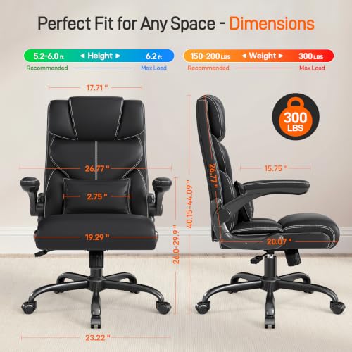 Image of Office Chair, Executive Mid-Back Computer Desk Chair with Flip-up Armrests