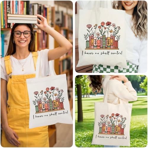 Book Lovers Gifts, Funny Bookish Gifts, Canvas Book Bags for Women, Cute Tote Bag for Readers3