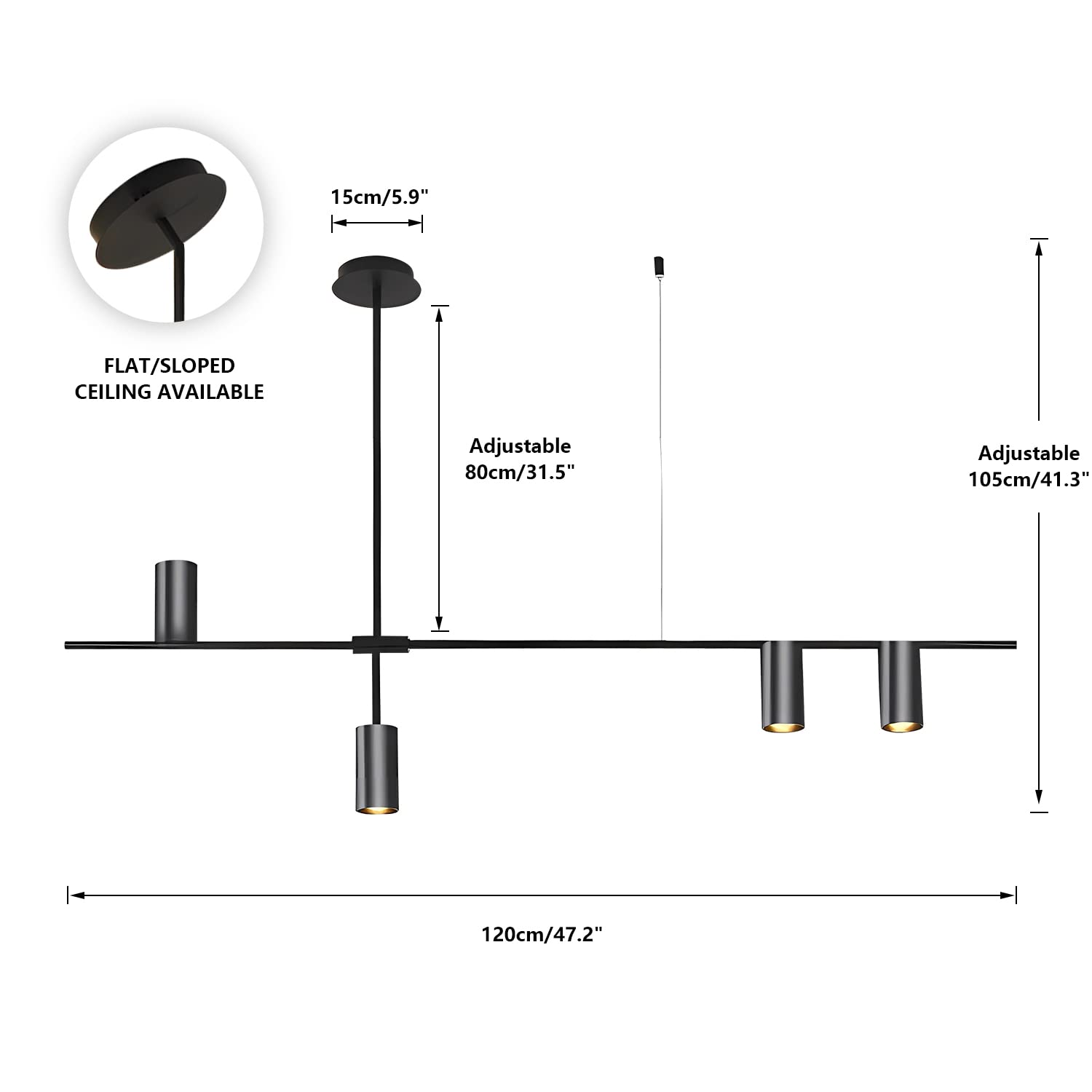 BOKT Matte Black 4 Light LED Track Lighting Adjustable 4 Way