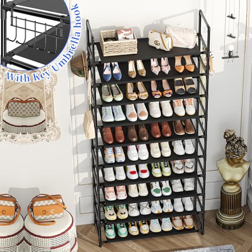 Simple Trending Shoe Rack Storage Holds 40 Pairs, Large Capacity Tall Shoe Organizer Shelf for Closet Entryway, Black - Image 4