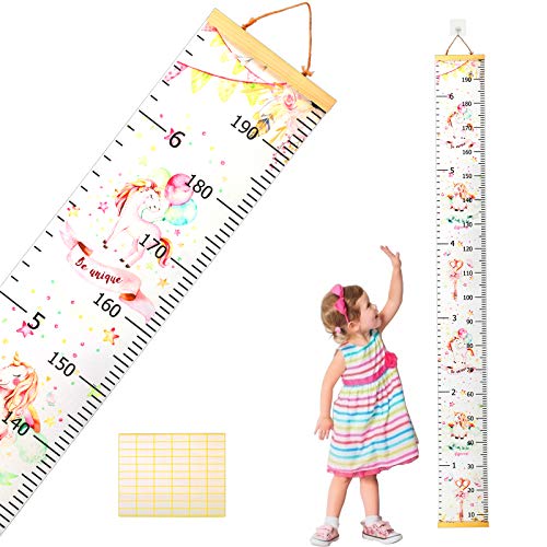 Medidor de Altura Infantil SEELOK Gráfico de Crecimiento Unicornio Tabla de Crecimiento Niños 20 x 200 cm Regla de Altura Guardería Decoración de la Habitación para Niñas Jardín de Infancia