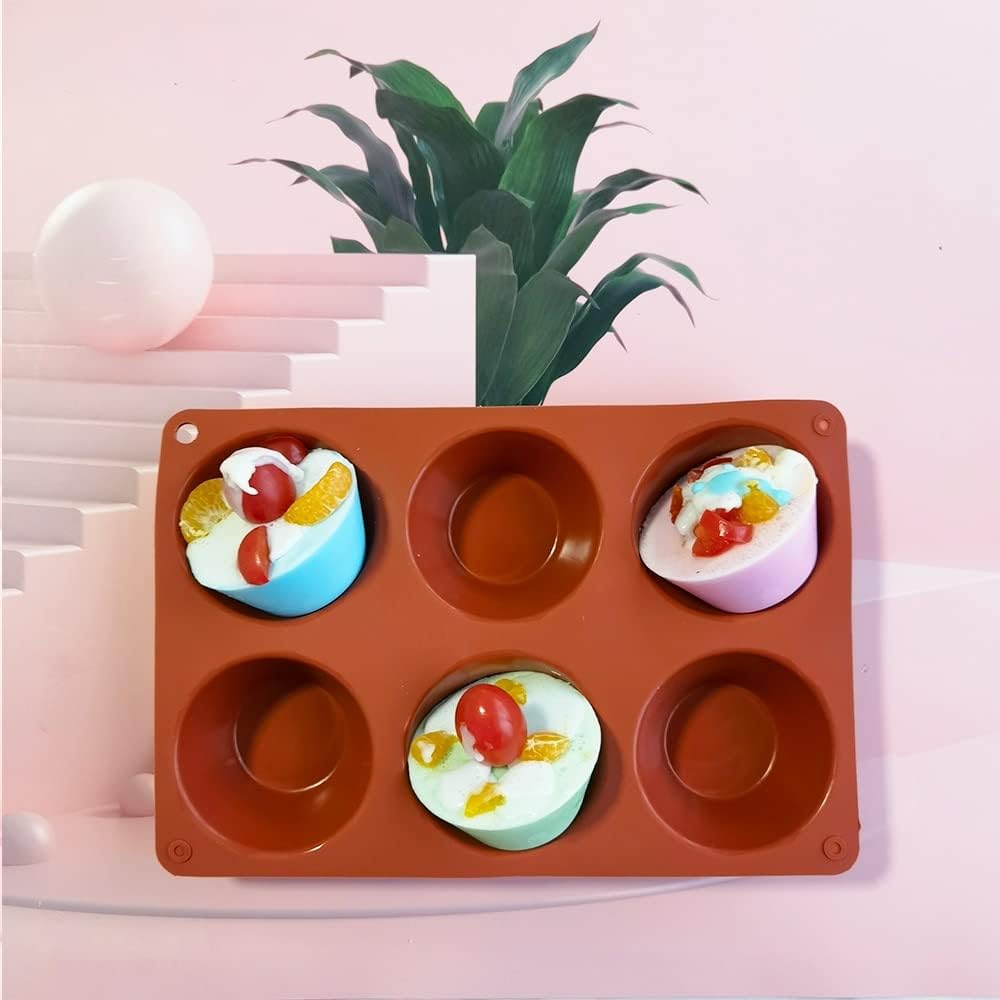 Cake Mold 2pcs 6 Cup Silicone Muffin Pan Non-Stick Cake Mold Baking Pan Cupcake Baking Pan/87 (Color : Black) (Red)