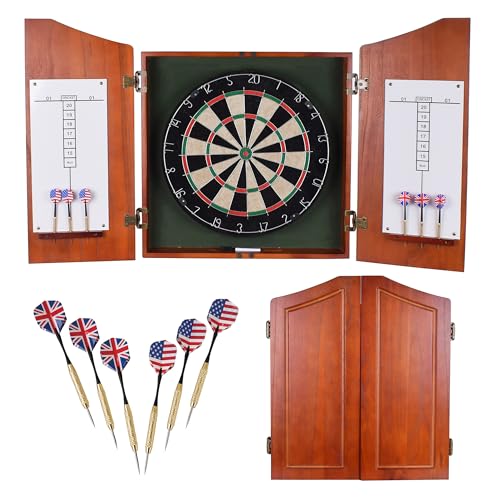 Centerpoint Bristle Dartboard and Solid Wood Cabinet - Dark Cherry Finish