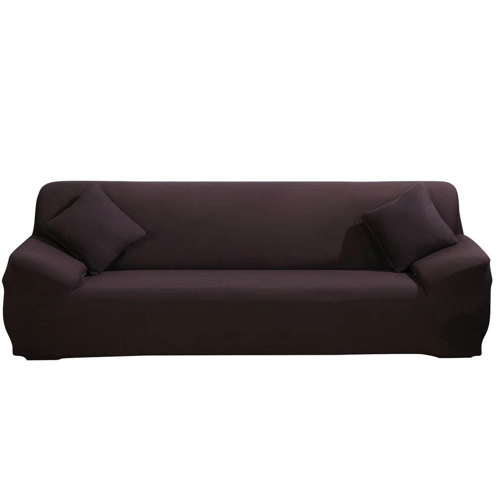 1 2-3-4-osobowa sofa pokrowiec gruby pokrowiec na sofę czysty kolor rozciągliwy ochraniacz na sofę antypoślizgowy łatwe dopasowanie elastyczny materiał stretch kanapa narzuta (ciemna kawa, 4-osobowa (23-31 cali)