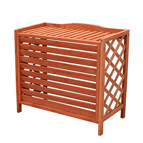FUMANYI Protection Et Cache En Bois Pour Climatiseur Et Pompe À Chaleur Support De Climatiseur En Bois Extérieur, Grille Anti-corrosion En Bois - Coffre Compatible Toutes Marques, Orange, 86*35*77cm