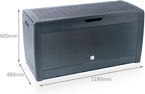 vounot® Coffre de Rangement Exterieur 310L en PP 119 x 48 x 60 CM Fabriqué en Europe Style Polyrotin Anthracite - 5