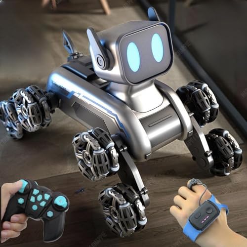 Image of Smart RC Robot Dog Car 8WD - 2.4GHz Remote & Gesture Sensor Control, 360 Stunt Car with LED Lights & Music, Rechargeable Robot Toy for Kids (Boys & Girls, 6+ Years)