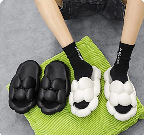 Furinfashion Gr-36 Soft Foam Bubble Slides For Women Funny Lychee Cloud Pillow Slippers Shoes Stress Relief Non-Slip Outdoor Beach Comfortable Footwear (7, Black) #TOP5