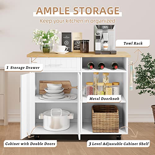 image for Shintenchi Kitchen Island Cart with Storage,Rolling Kitchen Island Sid
