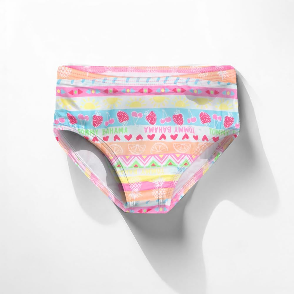 Tommy Bahama Girls 2-Piece Swimsuit Set, Long-Sleeved Rash Guard and Bikini Bottoms, Quick-Drying Swimwear for Kids