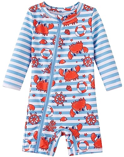 Image of UMELOK Baby Boys' Swimsuit Full Zip UPF 50+ Sun Protection Swimwear