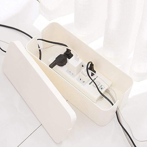 Miniatura 5 de Organizador de caja de gestión de cables, paquete de 2 correctores de alambre para cubrir ocultar sobretensiones y regleta de alimentación en el