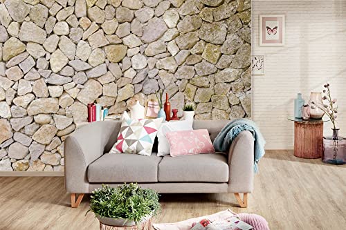 Carta da parati fotografica in tessuto non tessuto, motivo pietra, 375 x 250 cm (con colla), carta da parati in tessuto non tessuto, per soggiorno