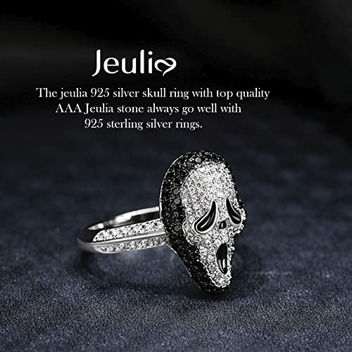 Jeulia Gothic Black Skull Rings Diamond Punk Silver Sterling Nightmare Before Christmas Rings Halloween Jewelry For Women Teen Girls Cz Solitare Engagement With Gift Box (Black-Skull, 5) #TOP2