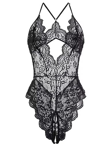 LEBENSWERT Dessous Damen Sexy Unterwäsche für Frau Sehr Sexy Reizwäche Body Dessous Set Damen Bodysuit Tiefer V-Ausschnitt Erotische Lingerie...