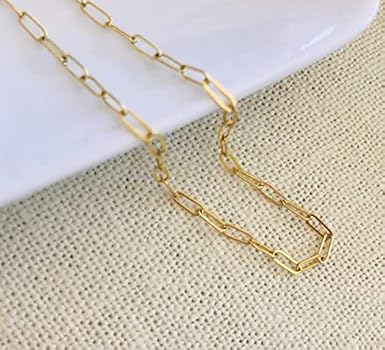 Gold filled paperclip chain necklace Clearance