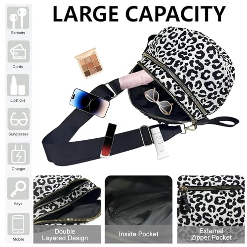 Image of Checkered Crossbody Bum Bags for Women, Nylon Sling Bags with Shoulder Strap, Large Capacity Checkered Purse Bag