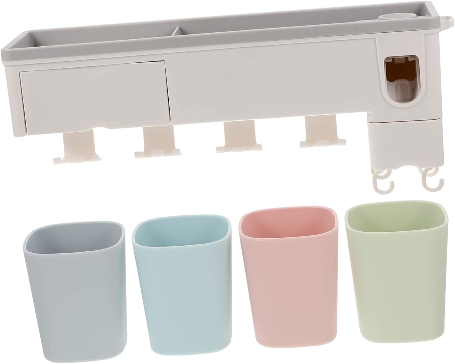 1set Automatic Squeeze Toothpaste Dispenser Wall-Mounted Toothbrush Holder Slot Organizer for Bathroom Elegant Design for Efficient Toothpaste Use Space-Saving