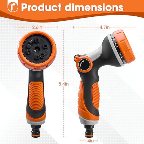 Garden Hose Nozzle,Hose Spray Nozzle with Adjustable 10 Watering Patterns,Slip Resistant High Pressure Water Hose Nozzle Sprayer for Plants & Lawns Watering,Car Washing and Pet Showering
