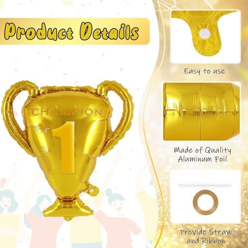Image of Rozi Decoration Champion 1st Trophy Shape Gold Foil Balloon | Winner Theme Decoration Balloon for Birthday, Sports Party & Celebration Decor | Helium or Air Inflatable Balloon
