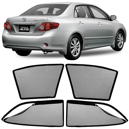 Image of AutoStory Magnetic Car Sunshade for Altis 2014-2017 | Front Half Cut for Mirror Visibility + Rear Full Coverage with Zipper | Heavy Heat & UV Protection | Privacy Side Window Curtains Shades