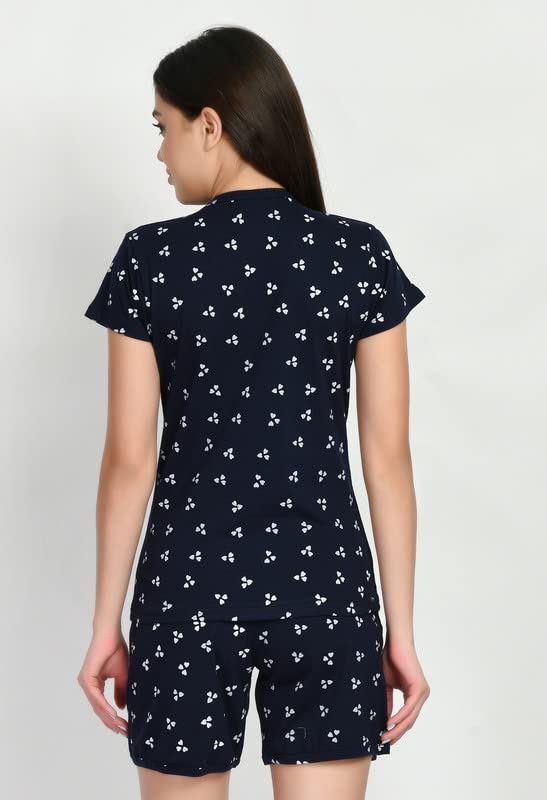 Image of IndiWeaves Cotton Printed Tops and Shorts Set Night Suit for Women (Pack of 3) Pink::Red::Dark Blue