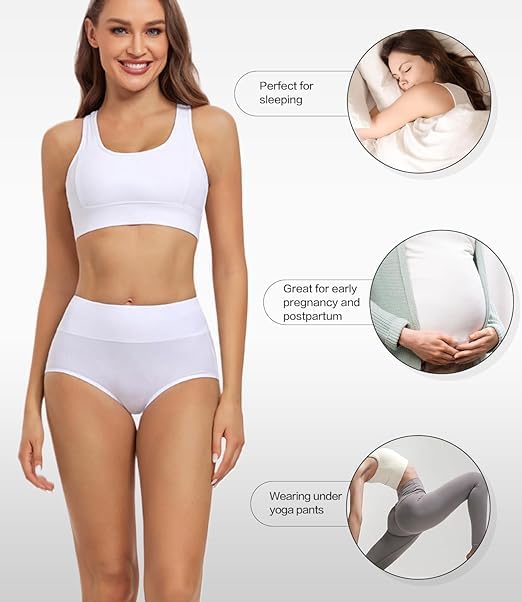 Image of DIVING DEEP Women's Briefs, 4 Pack, High Waisted Underwear, Comfortable Cotton Panties