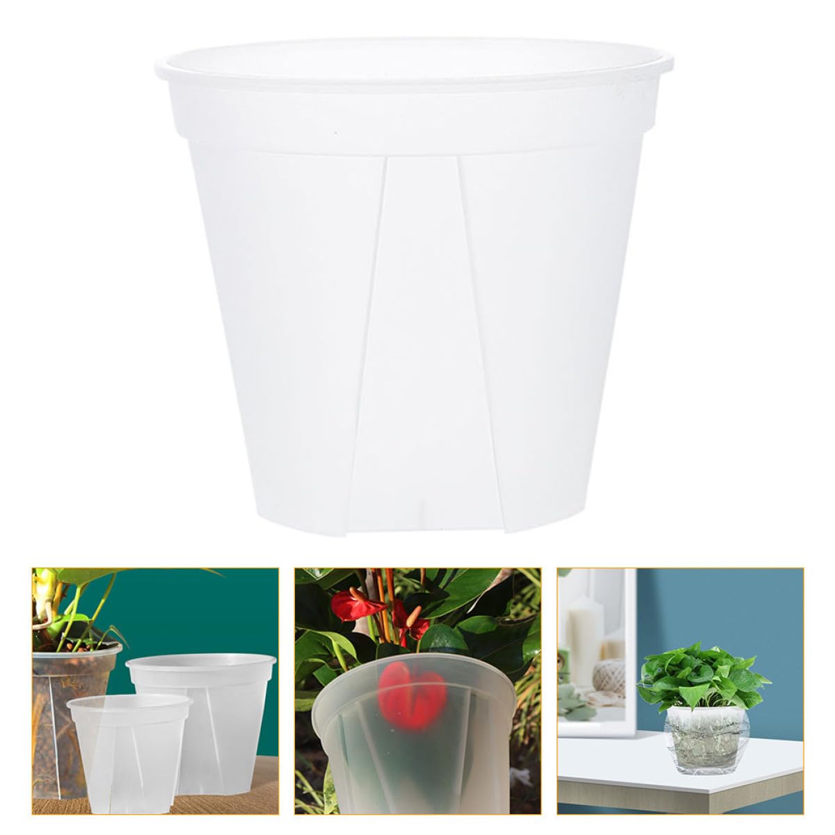 VICASKY 4 Stück Blumentopf Durchsichtig 25cm aus Kunststoff Runde Pflanztöpfe mit Einfachem Design und Stapelbar für Garten und Zimmerpflanzen