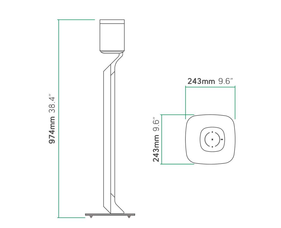 Flexson Support Sur Pied Premium pour Sonos One, One SL et Play:1 - Noir