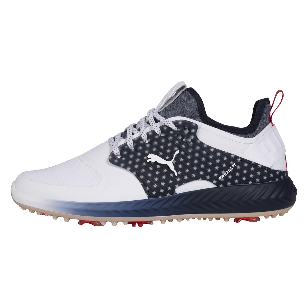 Puma Men's Ignite Pwradapt Caged Team USA Golf Shoes White/Navy Medium 9