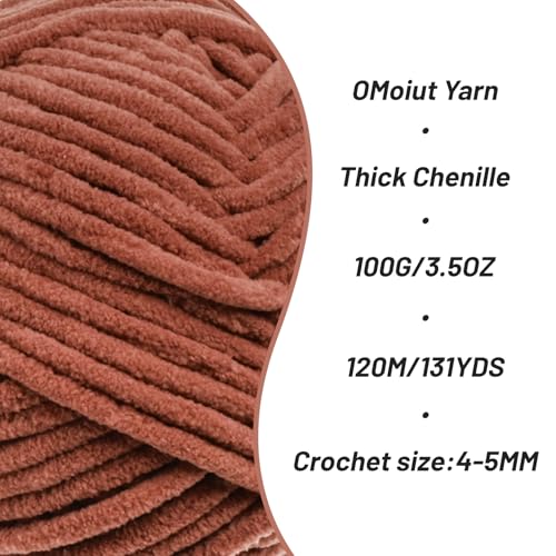 Image of 3 Pack Rust Fluffy Velvet Yarn for Crocheting, Chunky Chenille Baby Blanket Yarn for Crocheting, Soft Fuzzy Puzzle Yarn for Knitting, (100g /3.53oz Each) Bulky Thick Amigurumi Crochet Yarns
