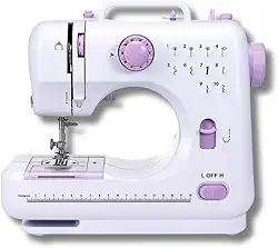 Máquina de Costura Portátil Elétrica Bivolt com Pedal LED Compacta Dupla Costura Doméstica de Alta Precisão Leve e Prática Ideal para Reparo e Criação de Roupas Artesanato