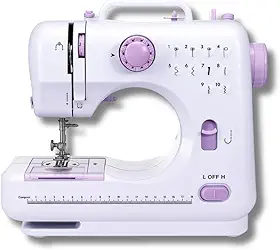 Máquina de Costura Portátil Elétrica Bivolt com Pedal LED Compacta Dupla Costura Doméstica de Alta Precisão Leve e Prática Ideal para Reparo e Criação de Roupas Artesanato