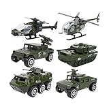  BESTonZON 6pièces Modèles De Voitures Alliage Jouets Miniatures Militaires avec Hélicoptère Et Tank pour Garçon Fille