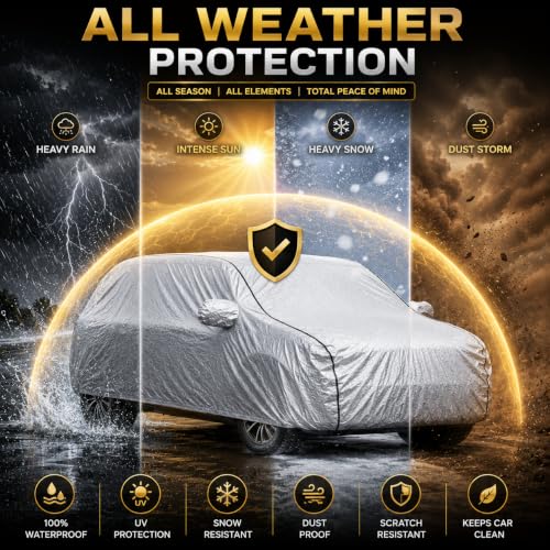 Image of Premium Waterproof Car Cover for Xcent | Soft Cotton Lining Heavy Duty Triple Stitched Heat Resistant Outdoor Cover Comes with Mirror and Antenna Pocket Full Bottom Elastic (Zig Zag Silver)