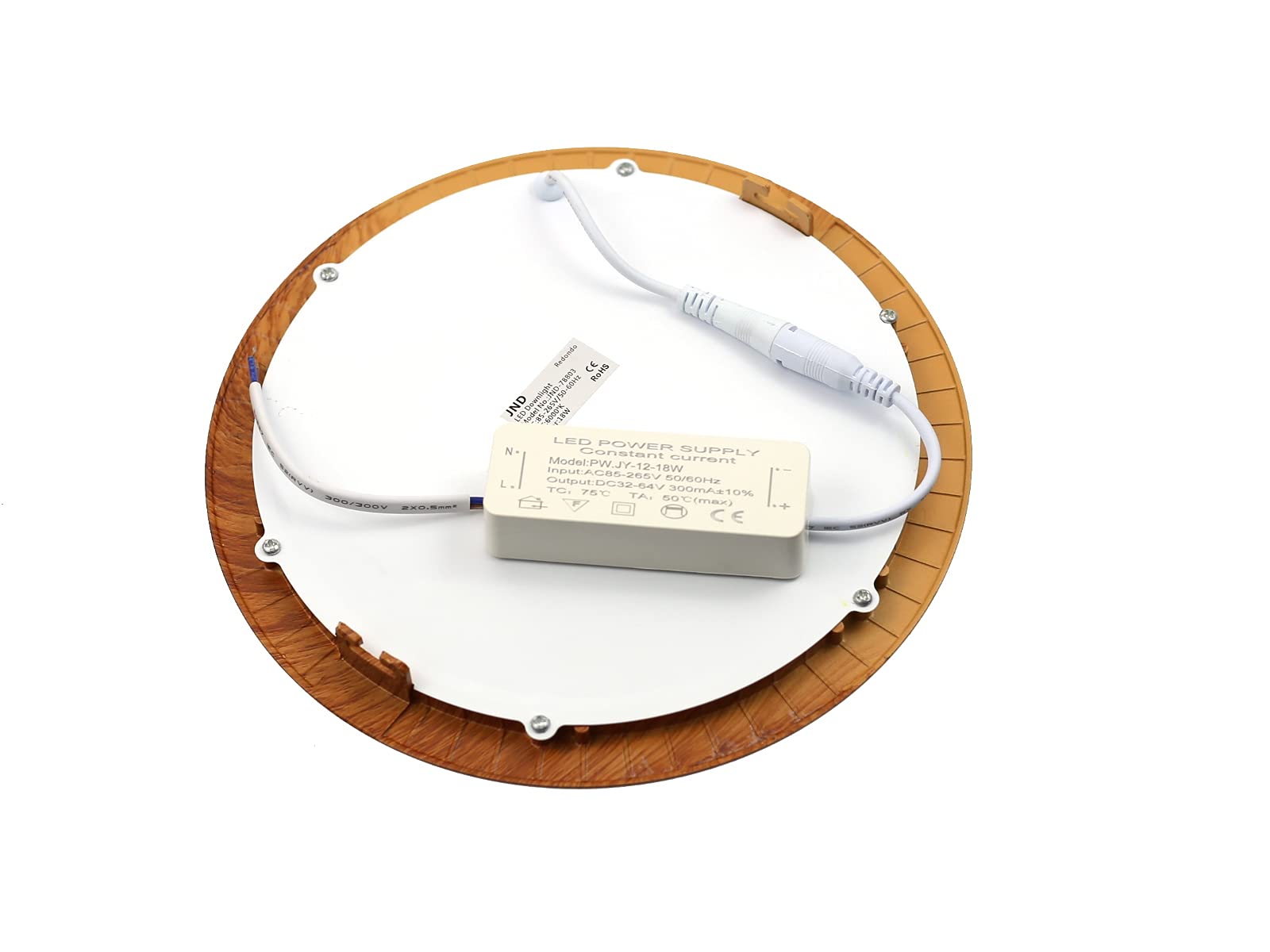 Jandei - Downlight led 18W=140W luz Blanca Fría 6000K redondo empotrar acabado madera, 1440 lúmenes para salón, cocina, tienda, negocio, oficina (2 UNIDADES)