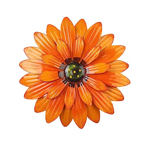Altsuceser Metal Flower Wall Art 3D Sunflower Decor, Multiple Layer Hanging Rustic Farmhouse Boho Style Decoration for Outdoor Indoor Home Garden Yard Fence Bedroom Bathroom Porch Hallway Orange