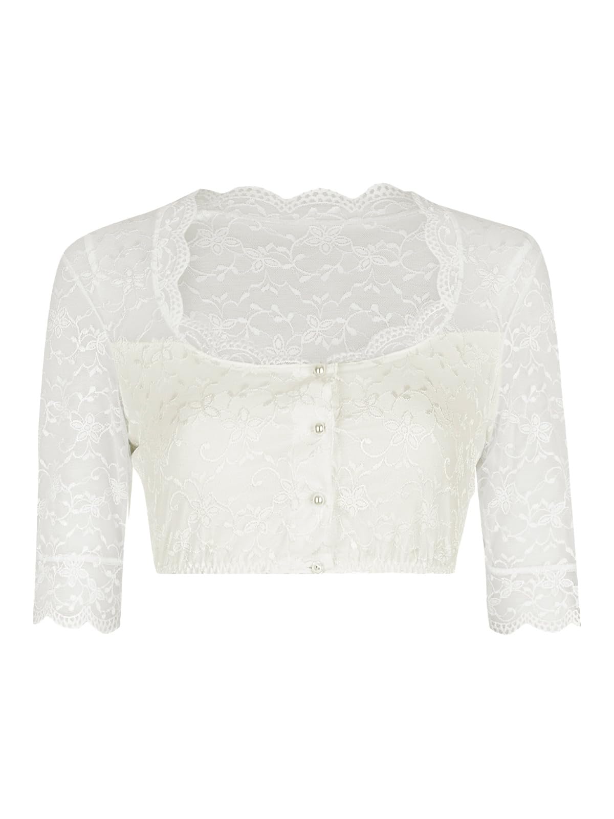 Nina von C. Dirndlbluse 48 466 971 0 Spitze | Damen Dirndl-Bluse mit Bogenkante | runder Ausschnitt