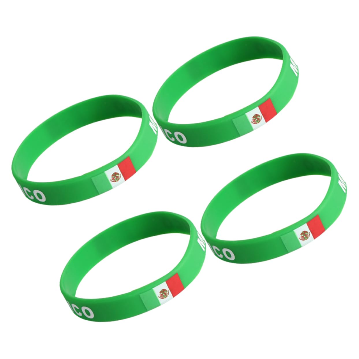 KOMBIUDA Strong Silicone Bracelets 4pcs Country Flag Wristbands Rubber Wristbands for Men Sports Fan Bracelets Elastic Adjustable
